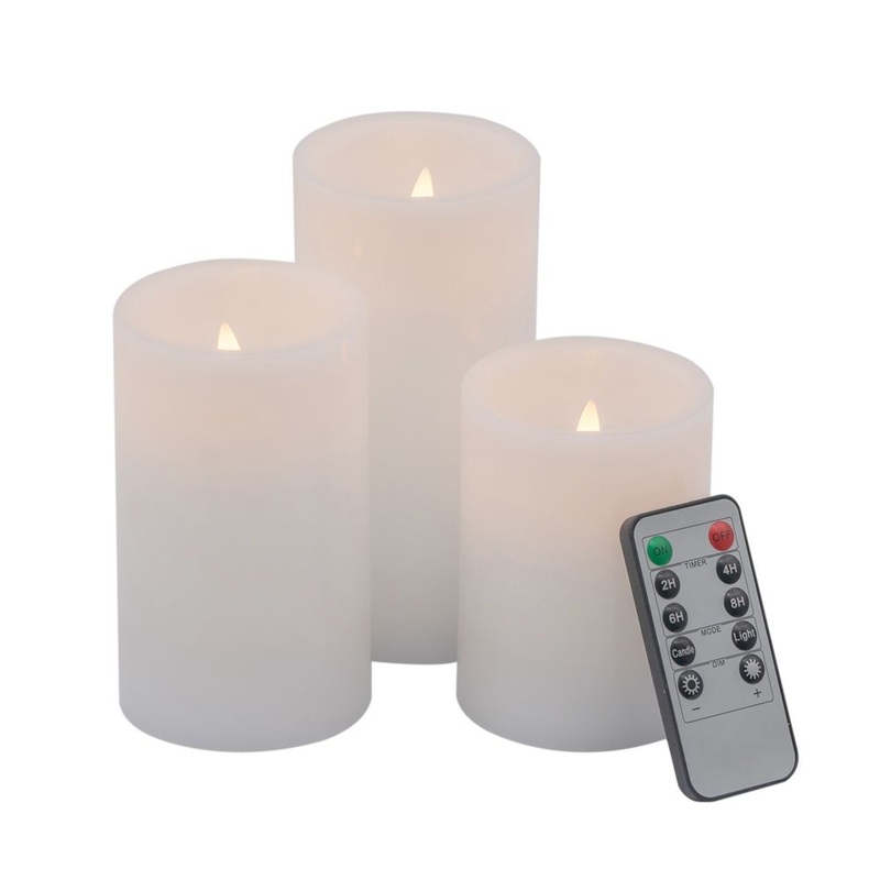 LED Candles With Remote Timer (Set of 3) – White