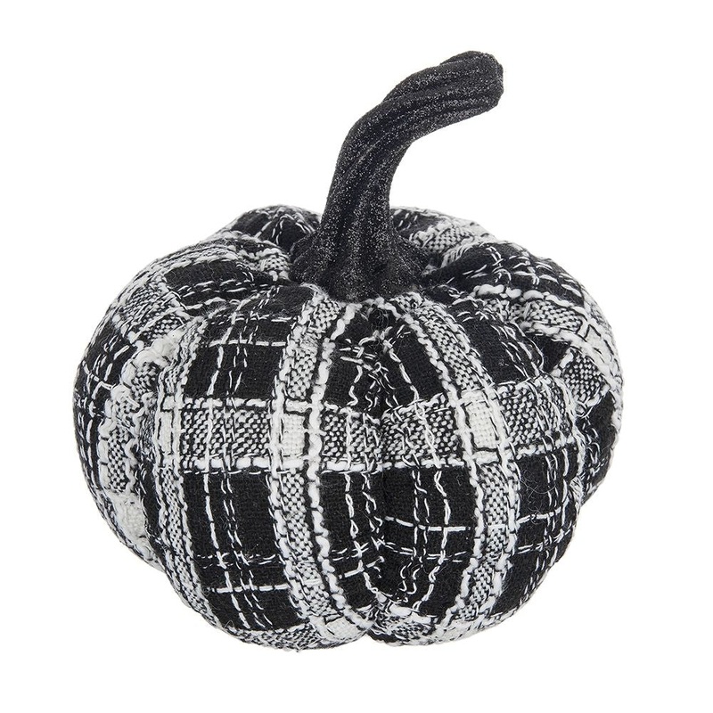 Light Plaid Pumpkin, For Holiday Halloween Decor – Black / White