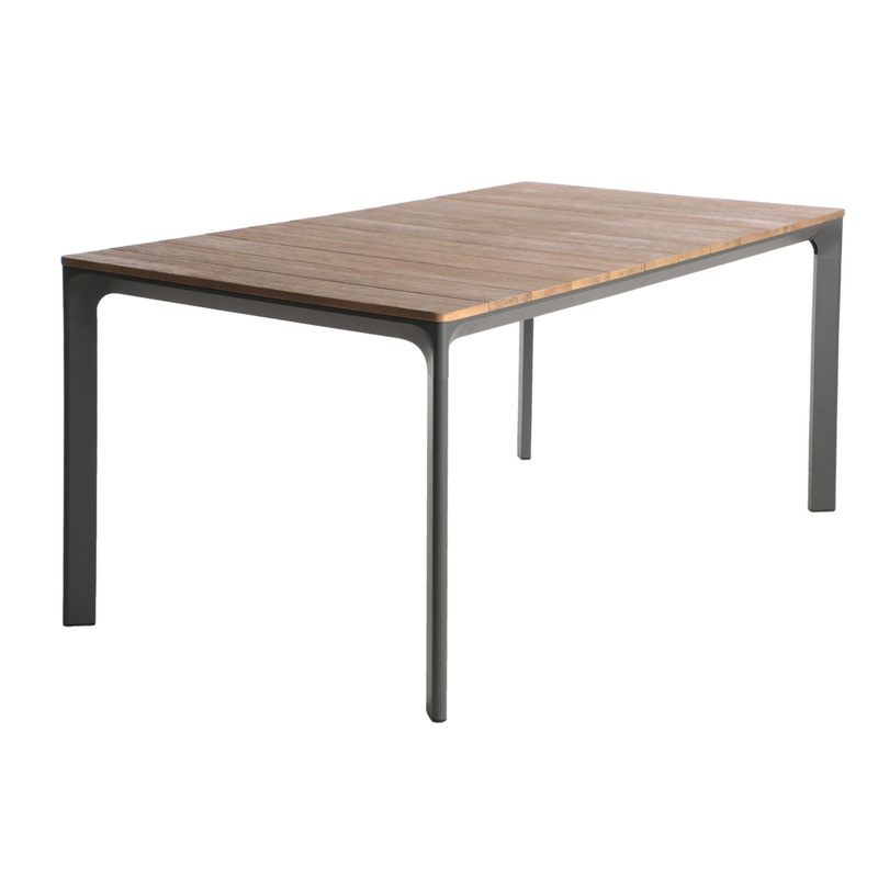Outdoor Wicker Rectangular Dining Table With Iron Frame And Water Resistant Rattan