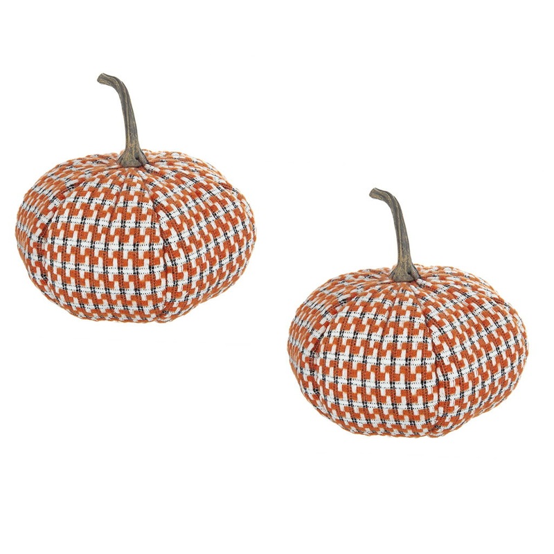 Pumpkin Ornament Decor For Holiday Harvest Festival Fall Festival & Thanksgiving (Set of 2) – Orange Multi