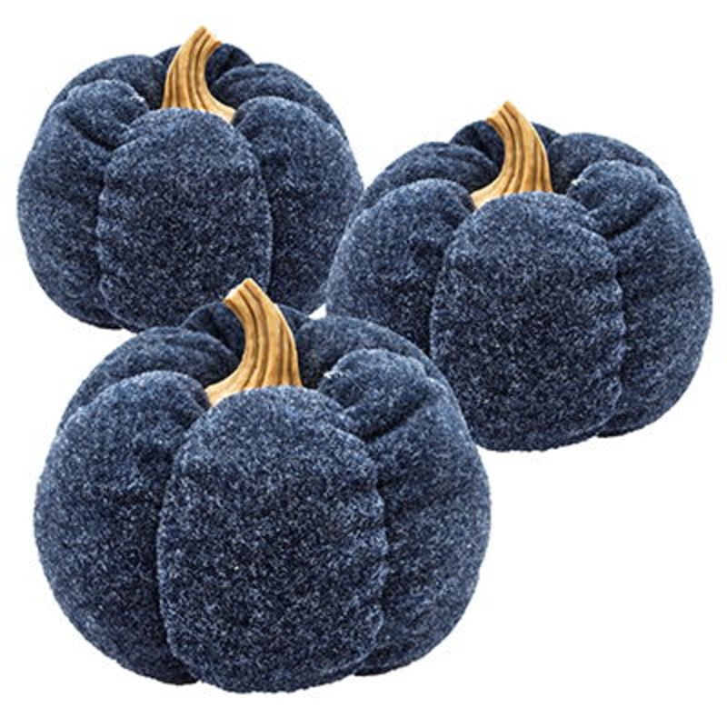 Pumpkin Ornament Decor For Holiday Harvest Festival Fall Festival & Thanksgiving (Set of 3) – Blue