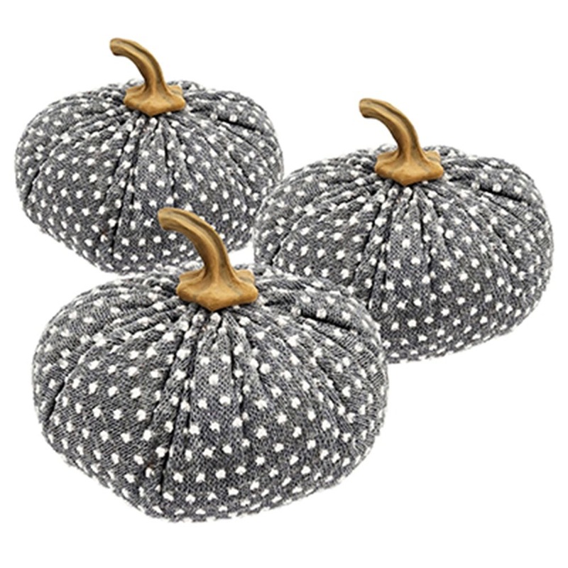 Pumpkin Ornament Decor For Holiday Harvest Festival Fall Festival & Thanksgiving (Set of 3) – White / Gray