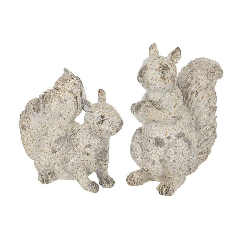 Resin Standing & Lying Down Squirrel Rustic, For Harvest Festival Fall Festival & Thanksgiving Table Decorations (Set of 2) – Antique Cream