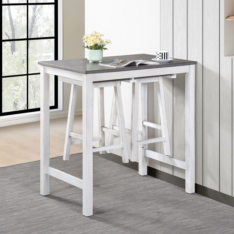 3 Pieces Counter Height Set|Dark Brown|Dark Gray