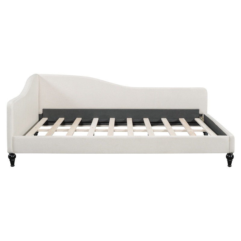 Full Size, Durable Construction Modern L Shaped Linen Daybed With Legs – Beige