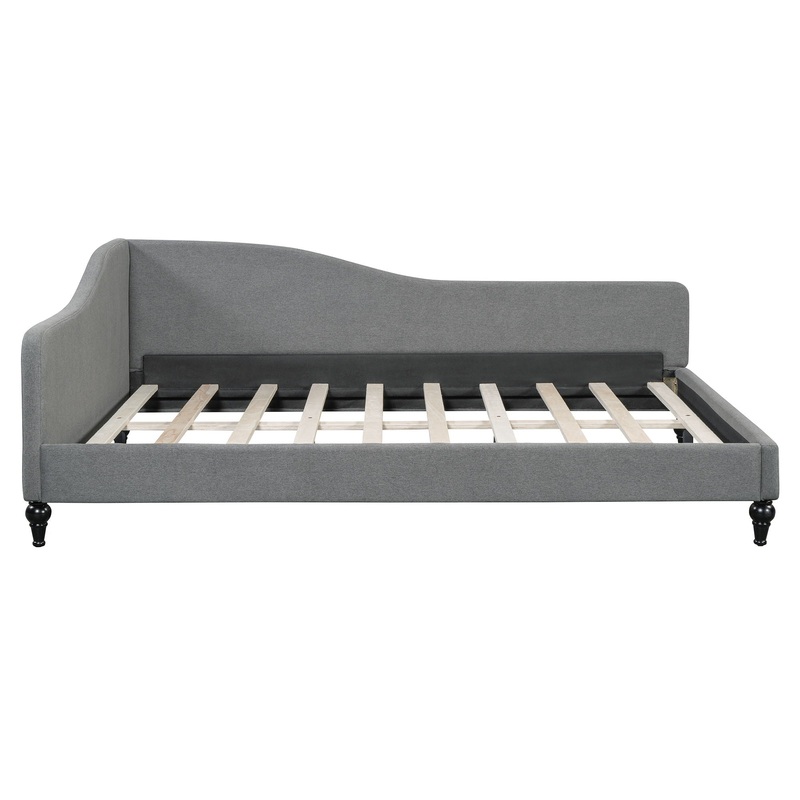 Full Size Modern L Shaped Linen Daybed With Legs – Gray