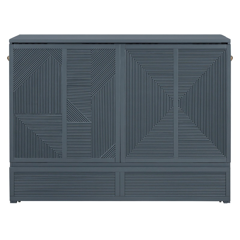 Full Size Murphy Bed With Large Drawer, USB Ports And Outlets – Gray