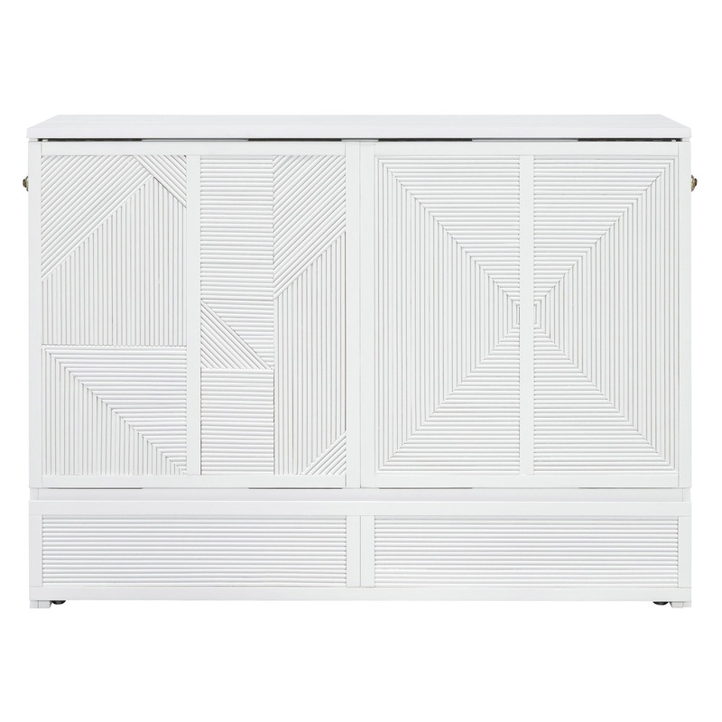Full Size Murphy Bed With Large Drawer, USB Ports And Outlets – White