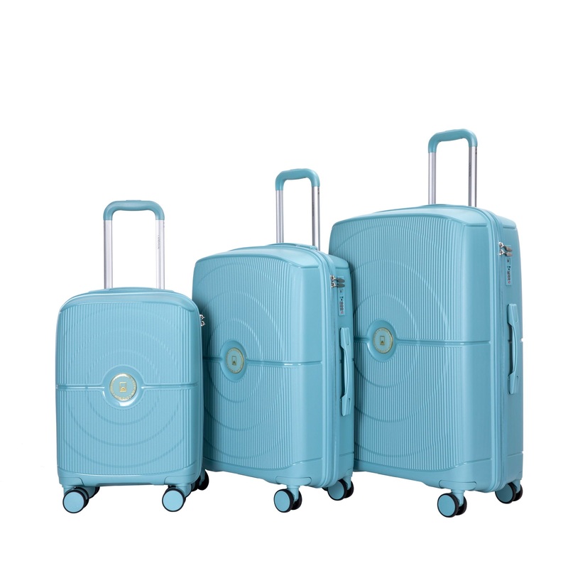 Hardshell Suitcase Double Spinner Wheels Pp Luggage Sets Lightweight Durable Suitcase With Tsa Lock, 3 Piece Set (20/24/28) – Dark Blue