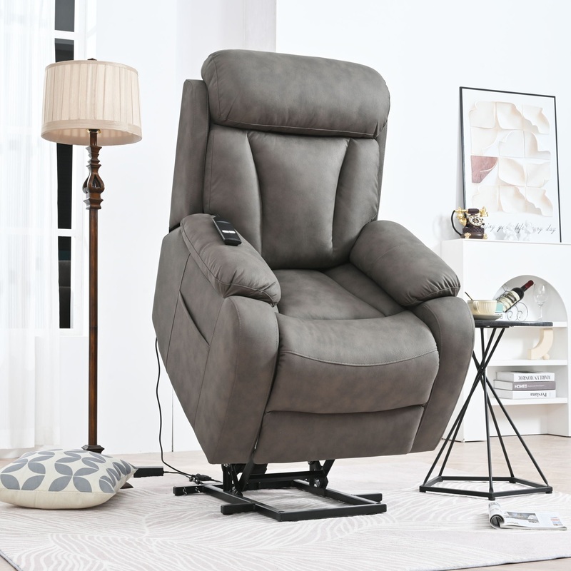 Lift Chair Recliner Power Remote Control Recliner Sofa Relax Soft Chair Anti – Skid Australia Cashmere Fabric Furniture Living Room – Dark Gray