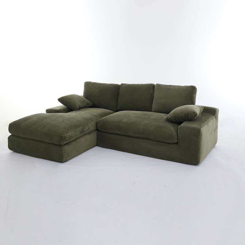 Modern Minimalist Modular Sectional Sofa Set, Upholstered Sleeper Sofa – Army Green