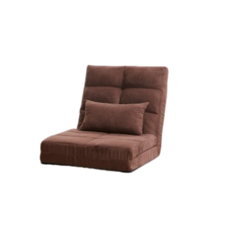 Modern Triple Fold Down Metal Frame Sofa Bed With 5 Reclining Positions And Pillow – Adjustable Upholstered Floor Couch For Gaming Or Guest Room – Brown