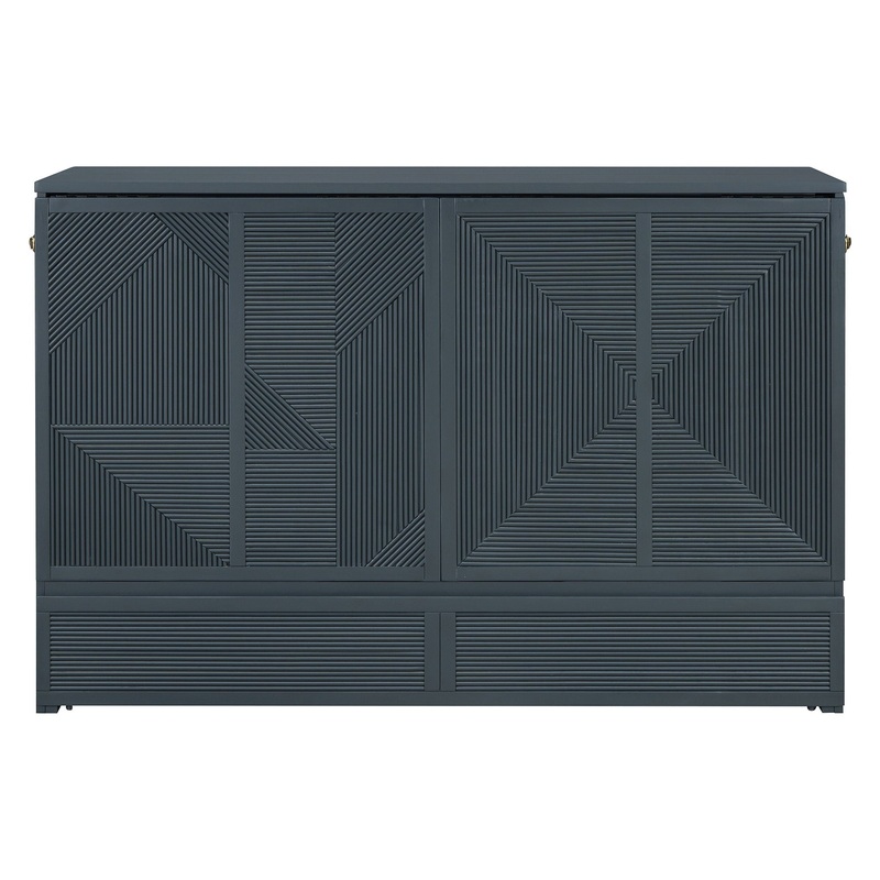 Queen Size Murphy Bed With Large Drawer, USB Ports And Outlets – Gray