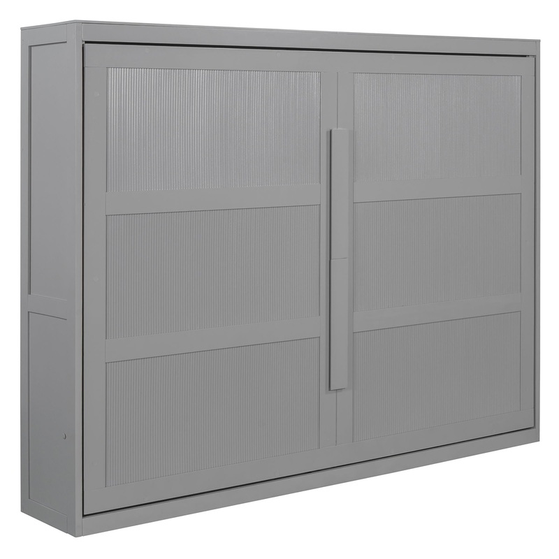 Queen Size Murphy Wall Bed Modern Design With LED Lights – Gray