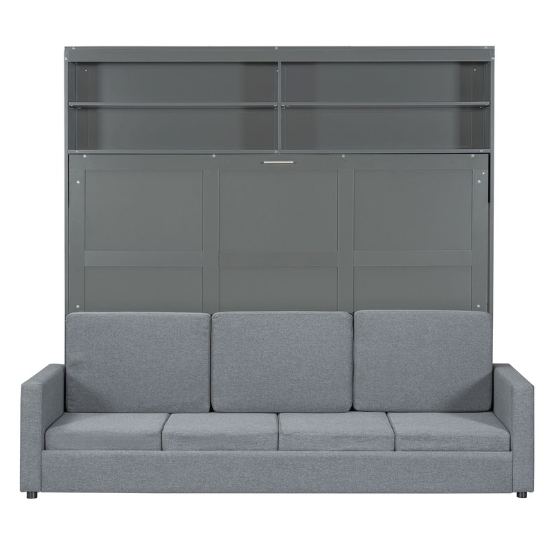 Queen Size Murphy Wall Bed With Sofa – Gray