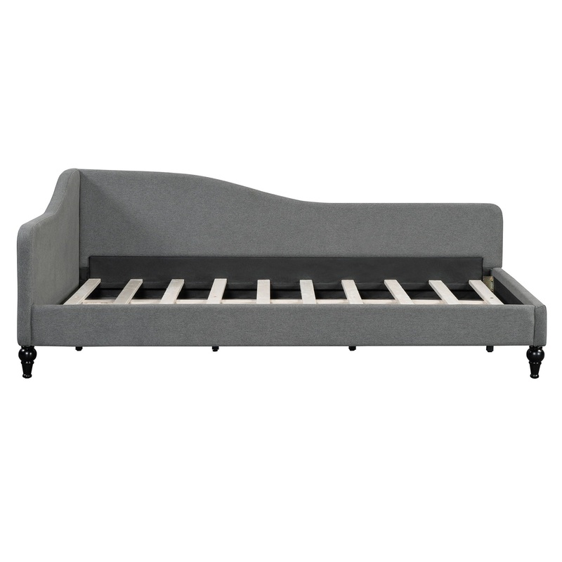 Twin Size L Shaped Linen Daybed With Legs – Gray