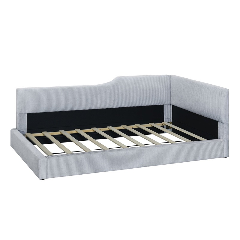 Twin Size L Shaped Upholstered Daybed – Gray