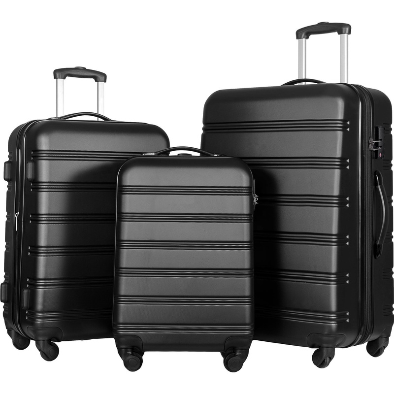 3 Piece Luggage Set Hardside Spinner Suitcase With Tsa Lock 20 24 28 Available – Black