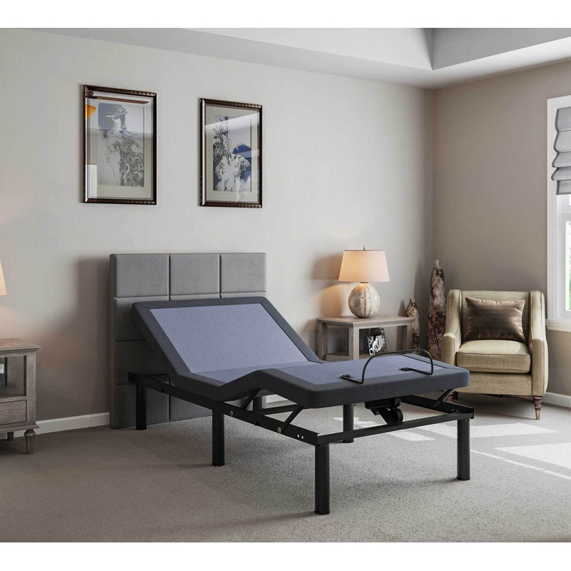 Bt2000 – Twin Adjustable Bed Base With Full-Range Positions Adjustment – Blue / Gray
