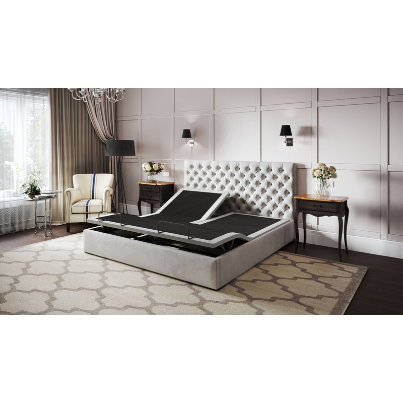 Btx5 – Flex Head Queen Adjustable Bed Base With Head And Foot Position Adjustment – Black / Gray