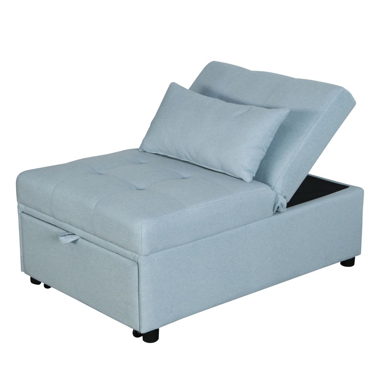 Folding Ottoman Sofa Bed – Green Fabric