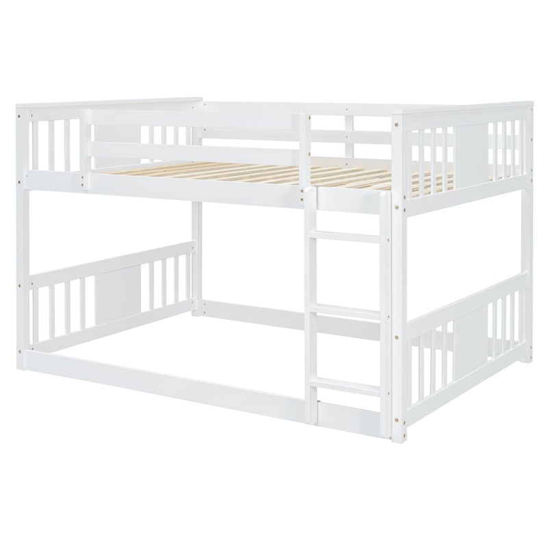 Full Over Full Bunk Bed With Ladder – White