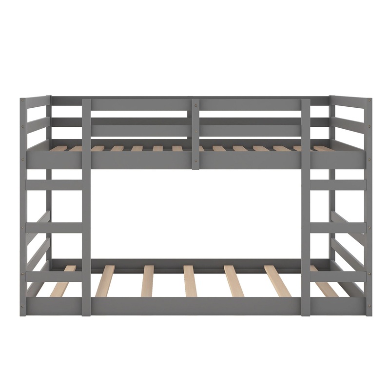 Full Over Full Classic Bunk Bed & Ladder – Gray
