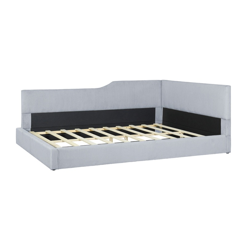 Full Size L Shaped Upholstered Daybed – Gray