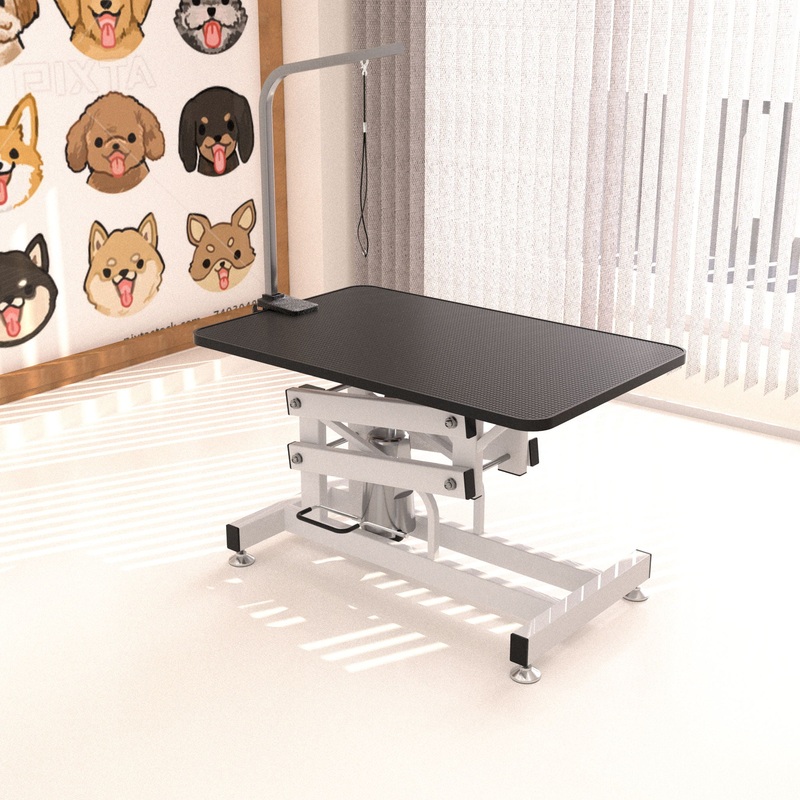 Hydraulic Dog Pet Grooming Table Heavy Duty Big Size Z-Lift Pet Grooming Table – Black / White