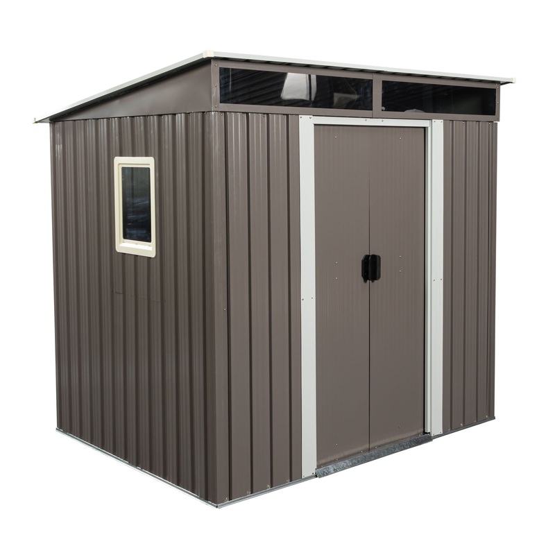 Outdoor Metal Storage Shed With Window Transparent Plate W540S00011 – Gray