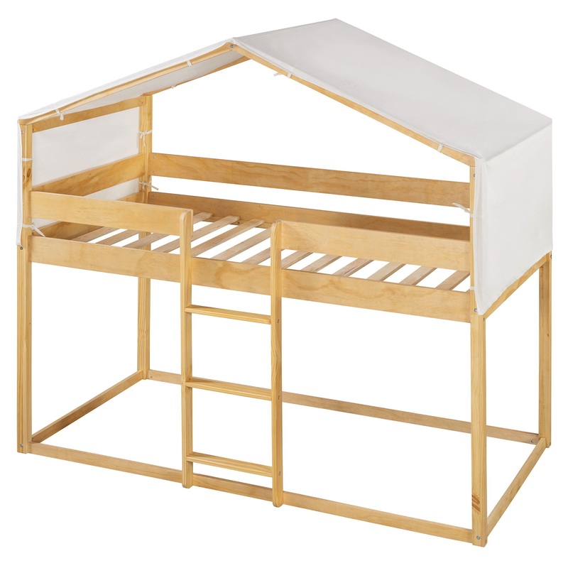 Twin Over Twin Bunk Bed With Tent – Natural