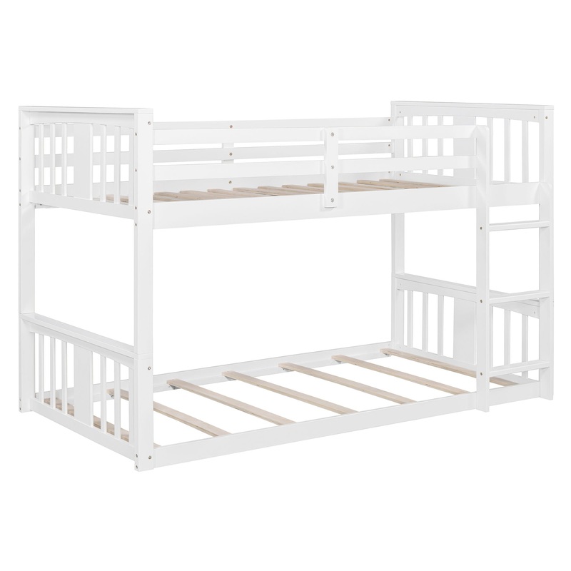 Twin Over Twin Classic Bunk Bed & Ladder – White
