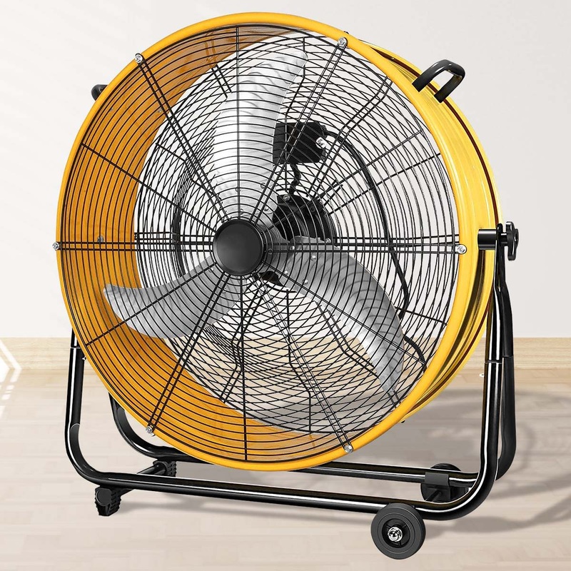 3 Speed Heavy Duty Metal Industrial Drum Fan, Air Circulation – Yellow