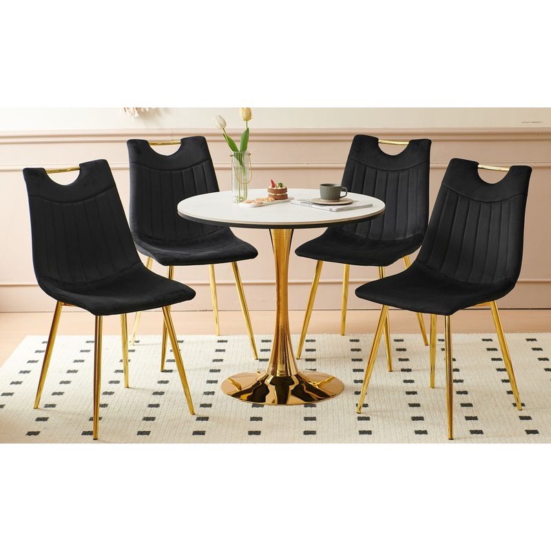 5 Pieces Dining Set, Table Metal Leg Mid-Century Dining Table For 4 – 6 People With MDF Table Top, Pedestal Dining Table, End Table Leisure Coffee Table – Army Green