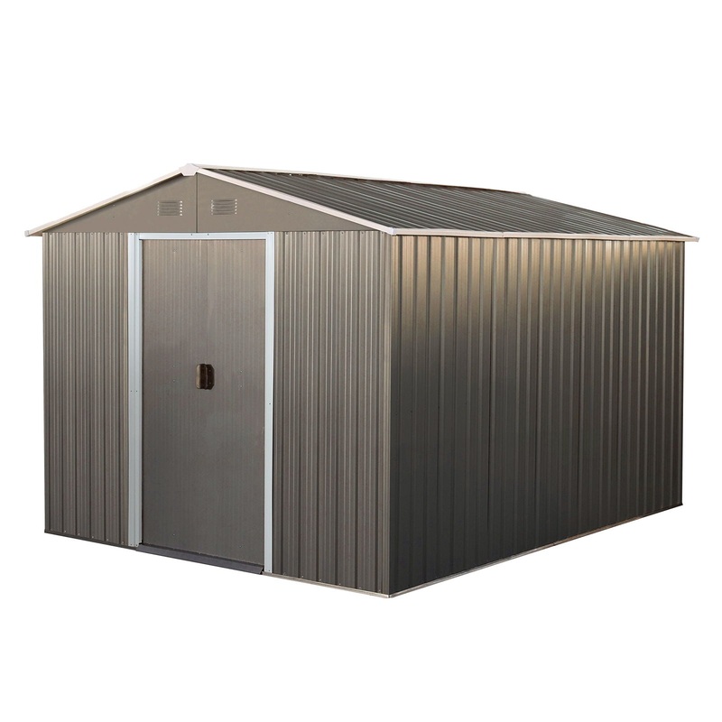 8X10Ft Outdoor Metal Storage Shed – Gray