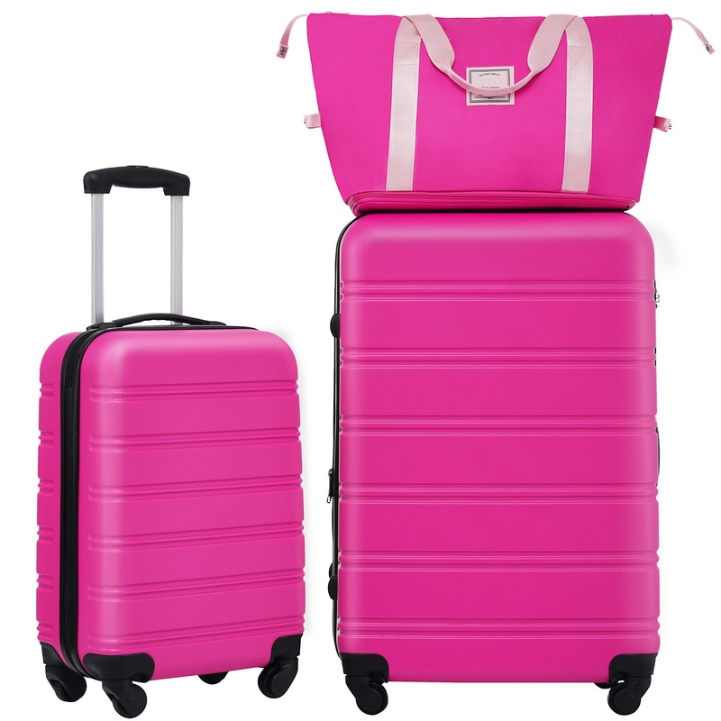 Hardshell Luggage Sets 2 Pieces + Bag Spinner Suitcase With Tsa Lock Lightweight 20 / 28 – Pink