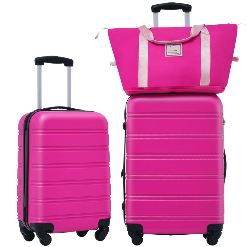 Hardshell Luggage Sets 2 Pieces + Bag Spinner Suitcase With Tsa Lock Lightweight – Pink