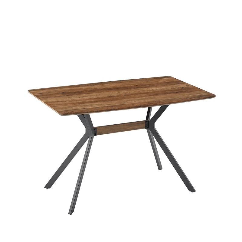 Modern Minimalist Style Dining Table MDF Wooden Top Metal Shelf Metal Heat Transfer Legs Leveling Feet For Dining Room Kitchen Office Table – Walnut / Black
