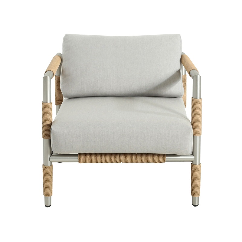 Oriana – Aluminum Outdoor Patio Armchair With Thick Cushions – Light Gray