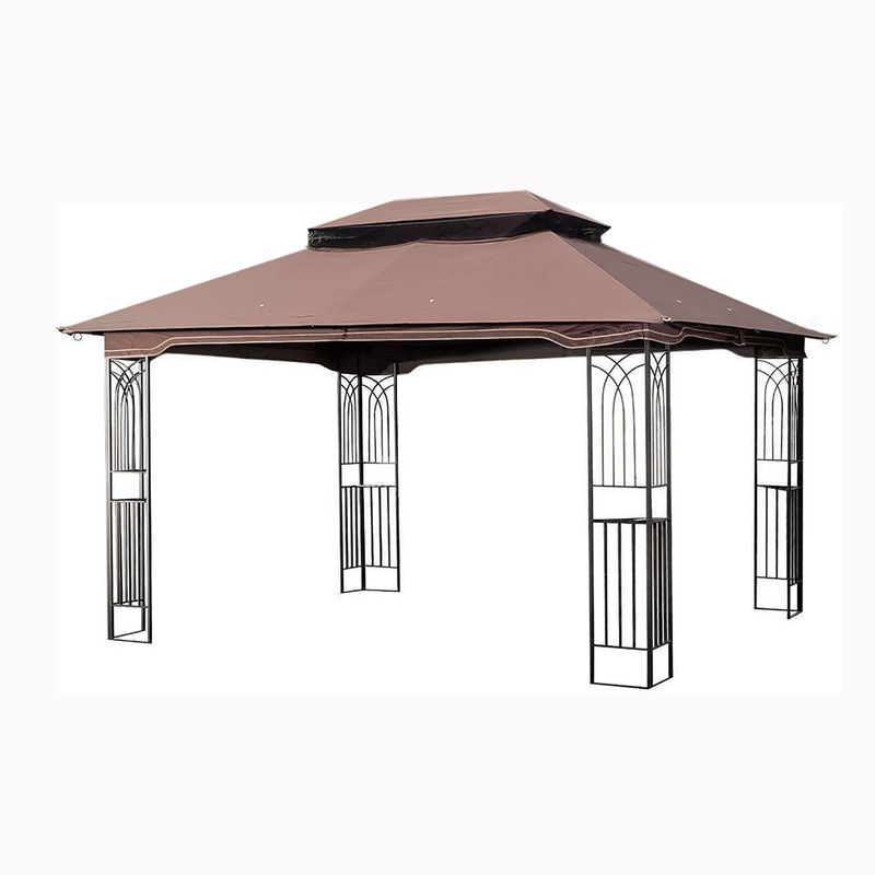 13 0 Outdoor Patio Gazebo Canopy Tent With Ventilated Double Roof And Mosquito Net (Detachable Mesh Screen On All Sides) Suitable For Lawn Garden Backyard And Deck Top – Brown