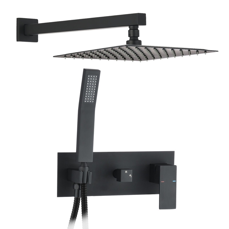 Brass Shower System With 10 Rainfall Shower Head And Handheld Sprayer – Matte Black