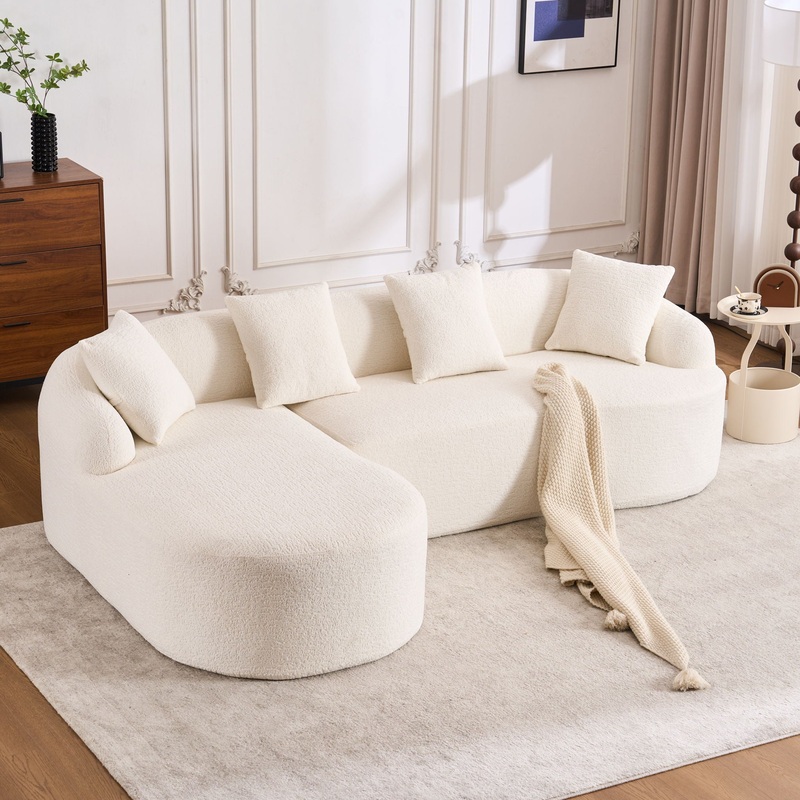 Combined Sofa With 4 Pillows|Gray|Orange|White|Blue