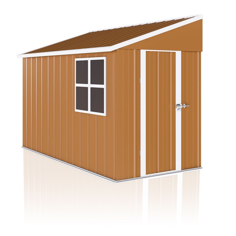 Heavy Duty Metal Storage Shed With Double Doors, Windows & Ventilation Weatherproof Iron Outdoor Garden Shed – Brown