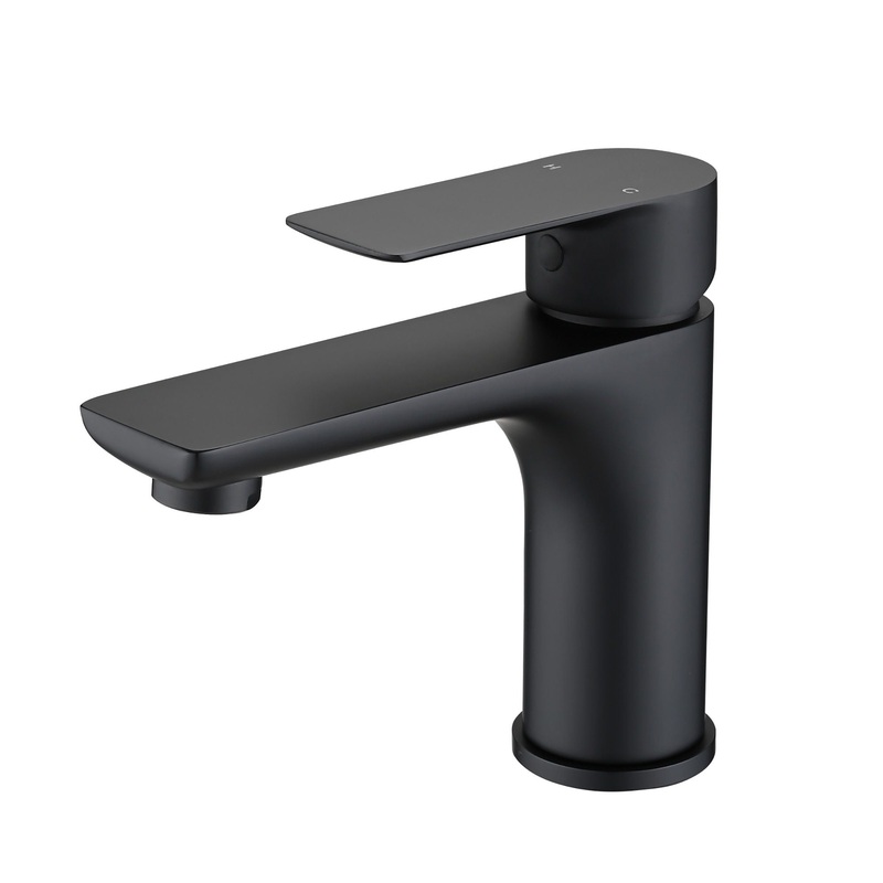 Modern Bathroom Sink Faucet Single Handle Brass Countertop Mount – Matte Black
