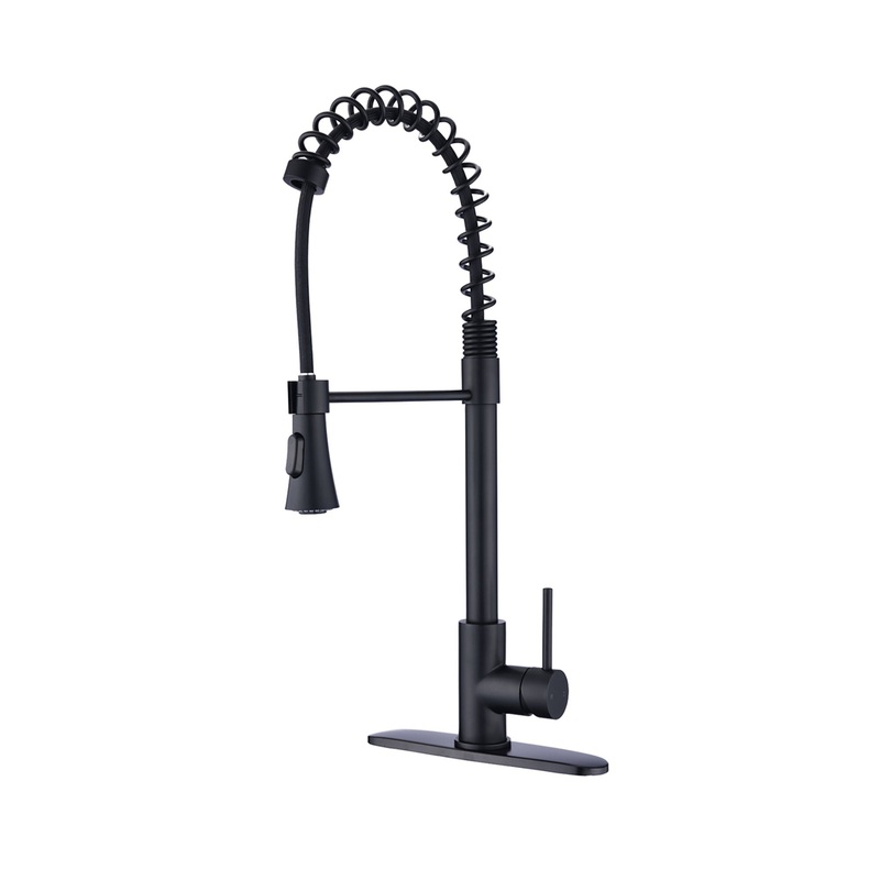 Modern Industrial Style Kitchen Faucet With Pull Down Sprayer Single Handle Stainless Steel – Matte Black