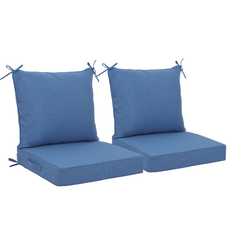 Outdoor Deep Seat Cushion Set Waterproof Fade Resistant Patio Furniture Cushions, Removable Covers, Adjustable Straps & Handles – Navy Blue