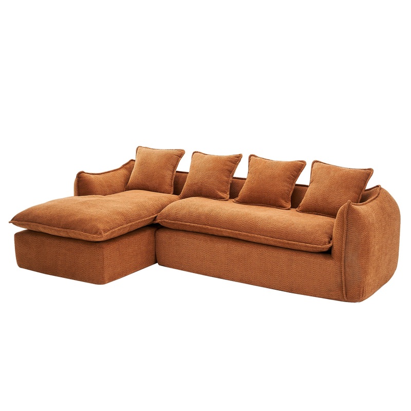 Sofa Deep Seat Sofa 3 Seater For Living Room Oversized Comfy Sofa L – Shape Sofa Couch With Chaise Home Furniture Sleeper Sectional Sofa For Apartment, Office Left Hand Facing
