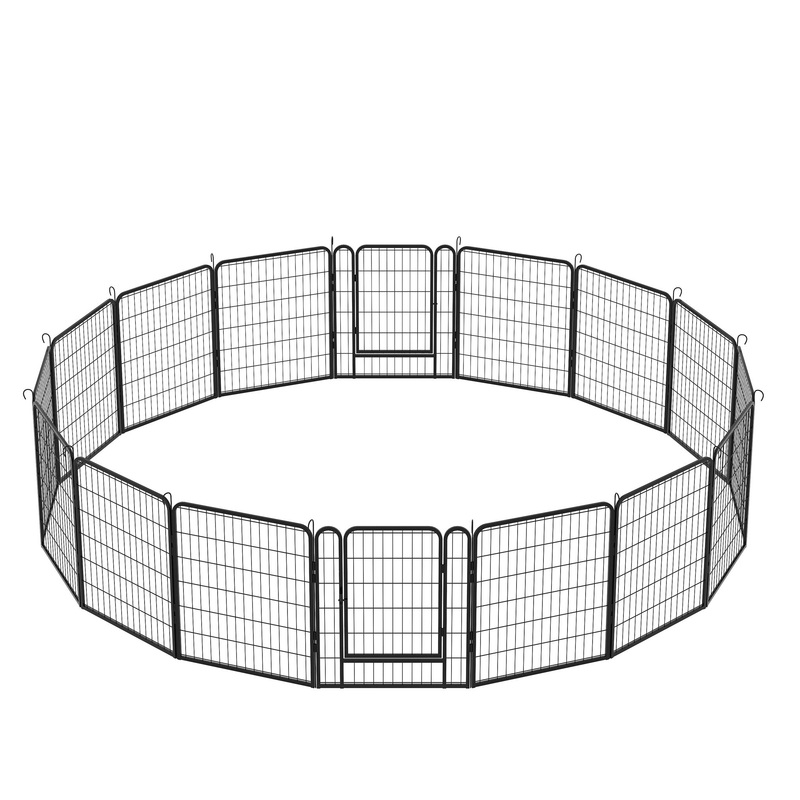 108.27 16 Panels Heavy Duty Metal Playpen With Door, Dog Fence Pet Exercise Pen For Outdoor – Black