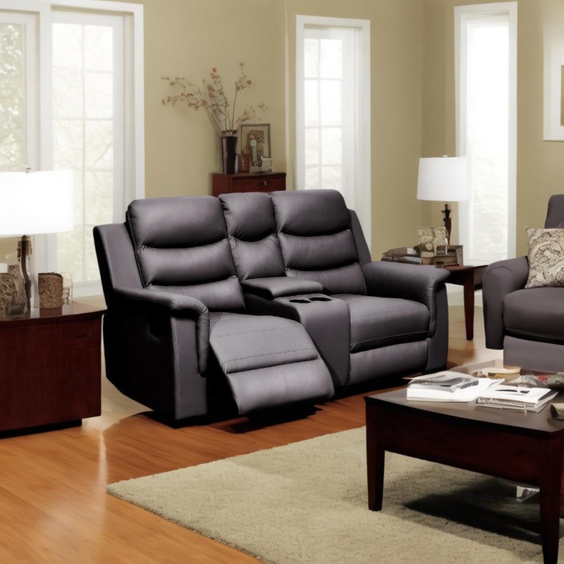 2 Seat Reclining Loveseat With Middle Console Slipcover, Stretch Loveseat Reclining Sofa Covers – Black