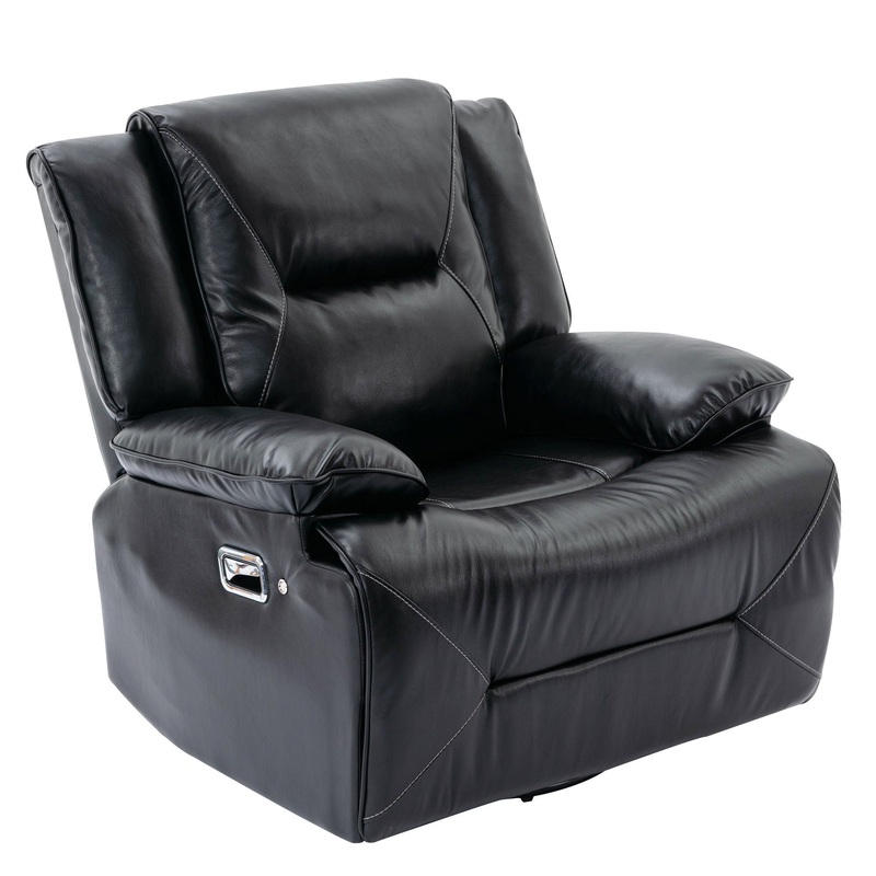 360 Swivel And Rocking Home Theater Recliner Manual Recliner Chair With A LED Light Strip For Living Room